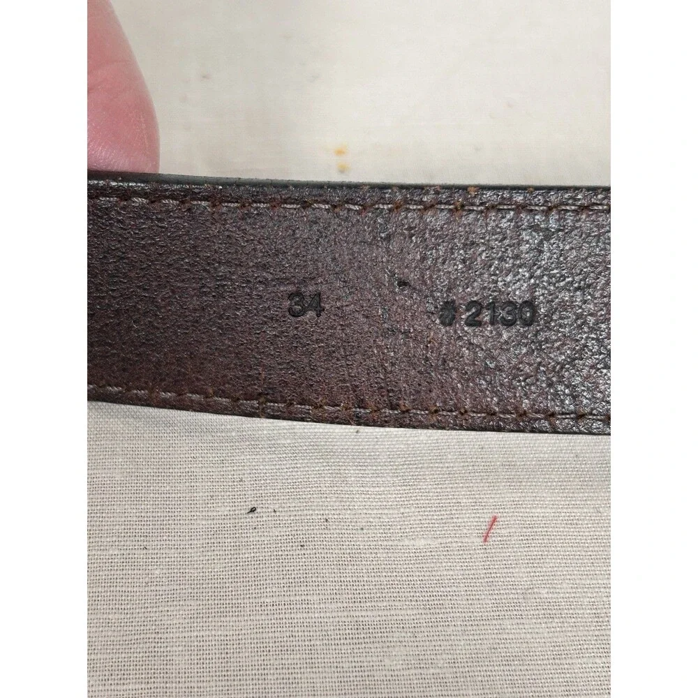 Eddie Bauer worn Italian leather solid brass belt buckle belt 34 in